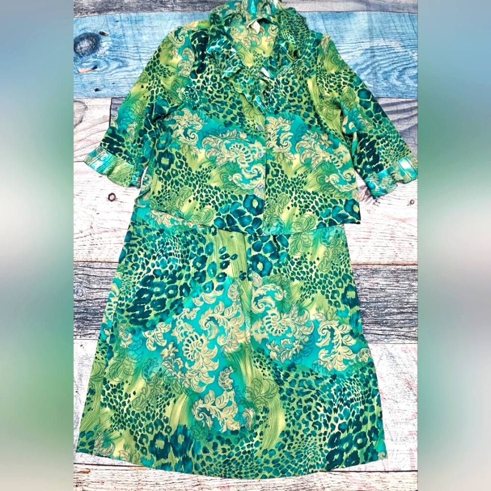 Sea Suns Women's Skirt Top Set Size XL Made in USA Summer Beach Tropical 2 Piece